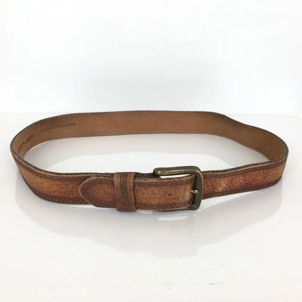 Vintage L.L. Bean Men’s Brown Leather Belt Distressed Western Cowboy Size 36